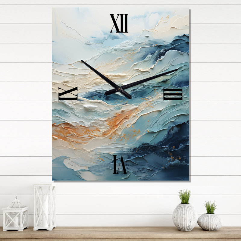 Beach Scandinavian Solitude IV - Très grandes horloges murales abstraites, H 32 po x l 16 po x P 1 po