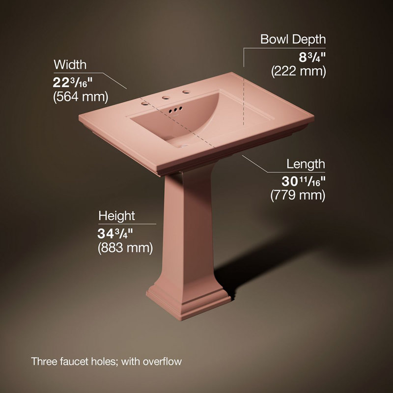 Memoirs Stately 30-3/4 In. Rectangular Pedestal Bathroom Sink, 150th Peach Blow