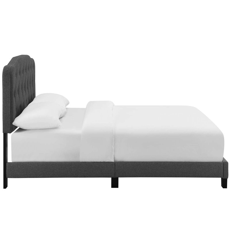 Gray Velvet Tufted Upholstered King Platform Bed
