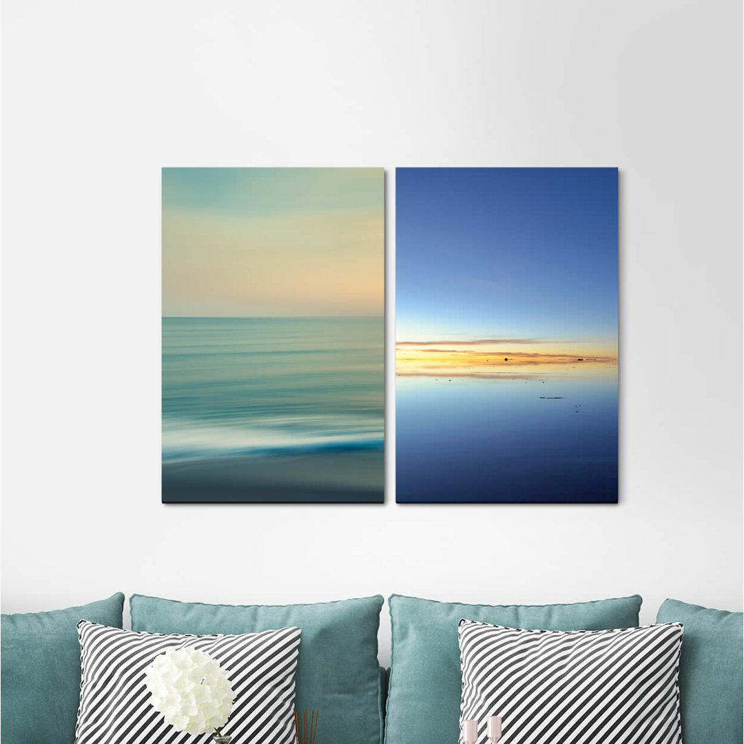 2-tlg. Leinwandbilder-Set - Fotografie „Horizon Shallow Water Sea Vastness Distance Calm Silence”