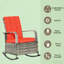 Chaise berçante inclinable d'extérieur rouge avec coussin inclinable, dossier et repose-pieds réglables, housses amovibles, structure en acier robuste, patins antidérapants