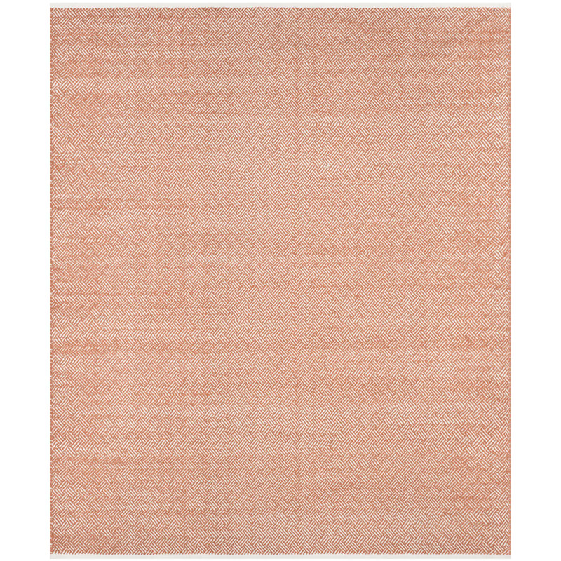 Evansdale Geometric Handmade Flatweave Cotton Orange Area Rug, Rectangle 8' x 10'