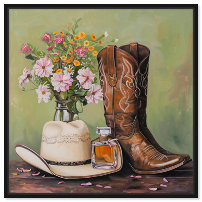 Toile de printemps verte avec les indispensables décorations de cowboy par Art Remedy