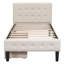 Lit simple tapissier beige avec 2 tiroirs - Strong & Style Design