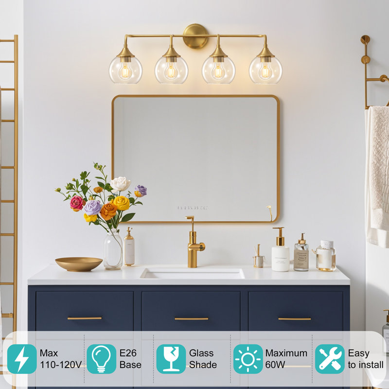 Scheider Dimmable Bathroom Vanity Light, Gold, 4