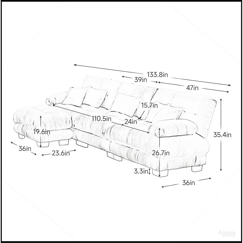 Canapé modulaire Luxury Luxury, White Chenille