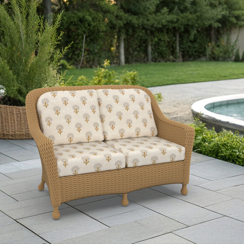 Amala Sunbrella® Indoor/Outdoor Loveseat Cushion, Sunbrella® Mira Seasalt