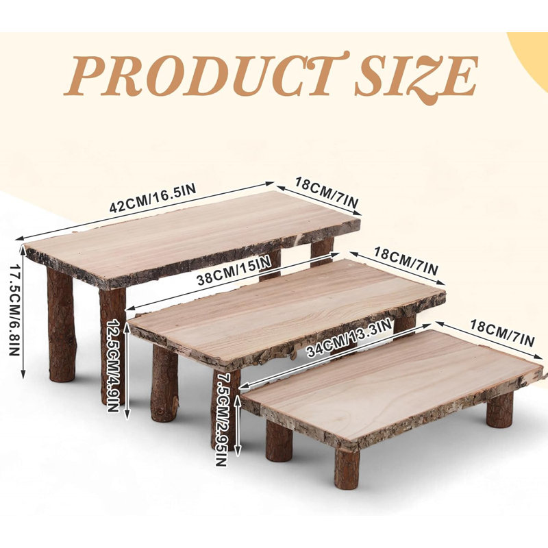 3-tier Wooden Serving & Display Riser