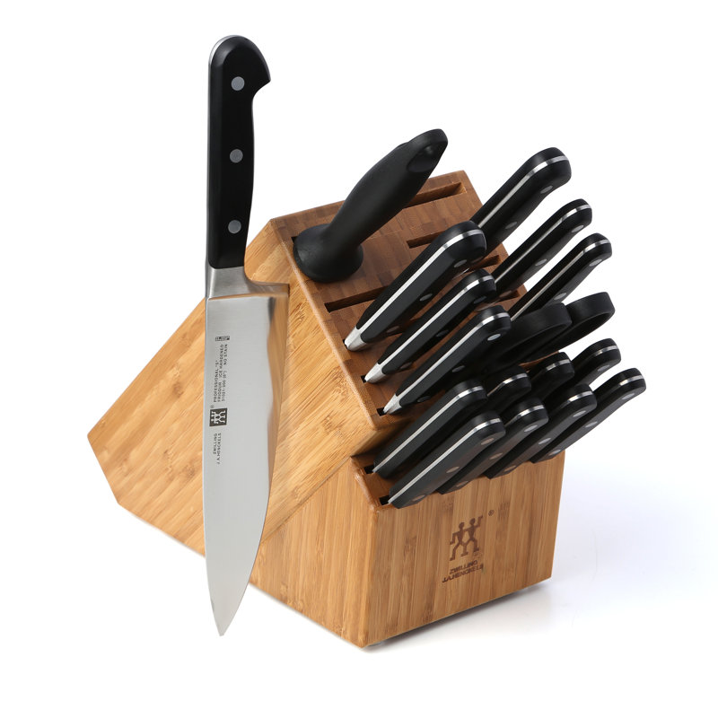 Ensemble de porte-couteaux 18 pièces ZWILLING Professional S, couteau de chef, couteau tout usage dentelé, ensemble de couteaux à steak, noir