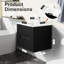 Meuble-lavabo suspendu de 61 cm (24 po), fixé au mur avec lavabo, noir, système de fermeture amortie, design épuré et spacieux, tiroirs, rangement pour articles de toilette et serviettes, style contemporain