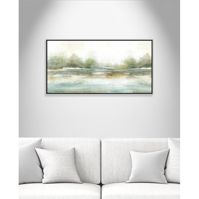 «Peaceful Land» par Eva Watts, reproduction d'art sur toile, Toile avec cadre argenté, H 21,5 po x l 41,5 po x P 2 po