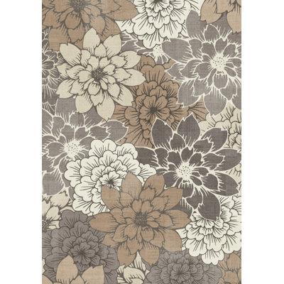 Tapis d'intérieur / extérieur moderne antidérapant à motif floral
