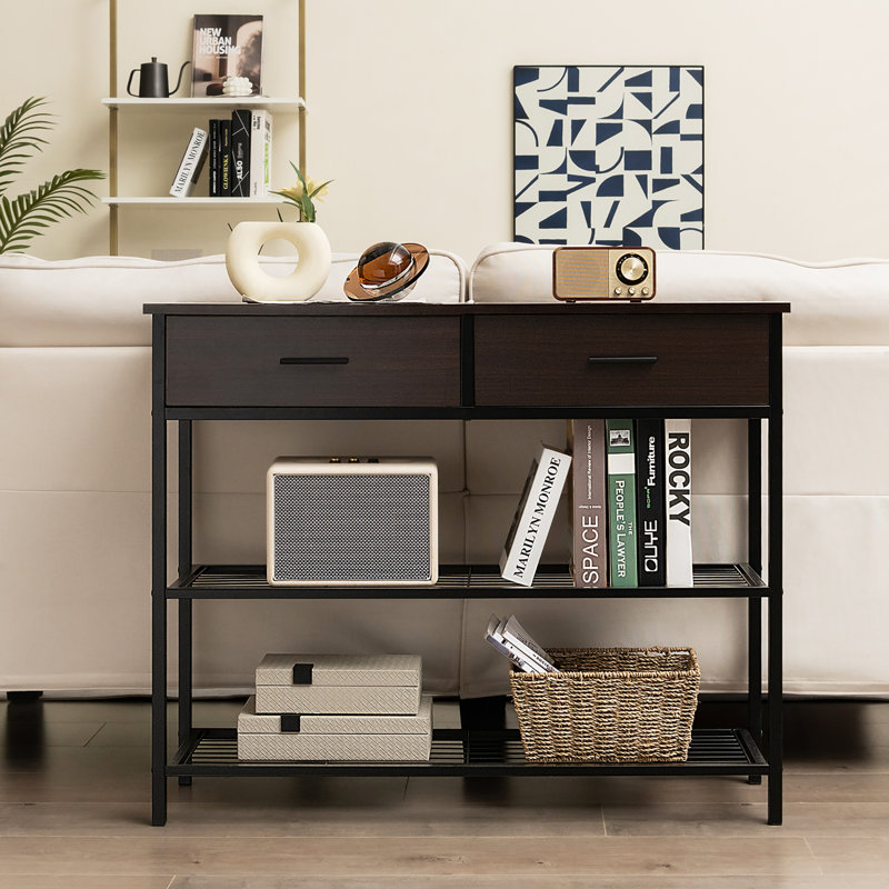Wadeeah 12'' Console Table, Black Walnut