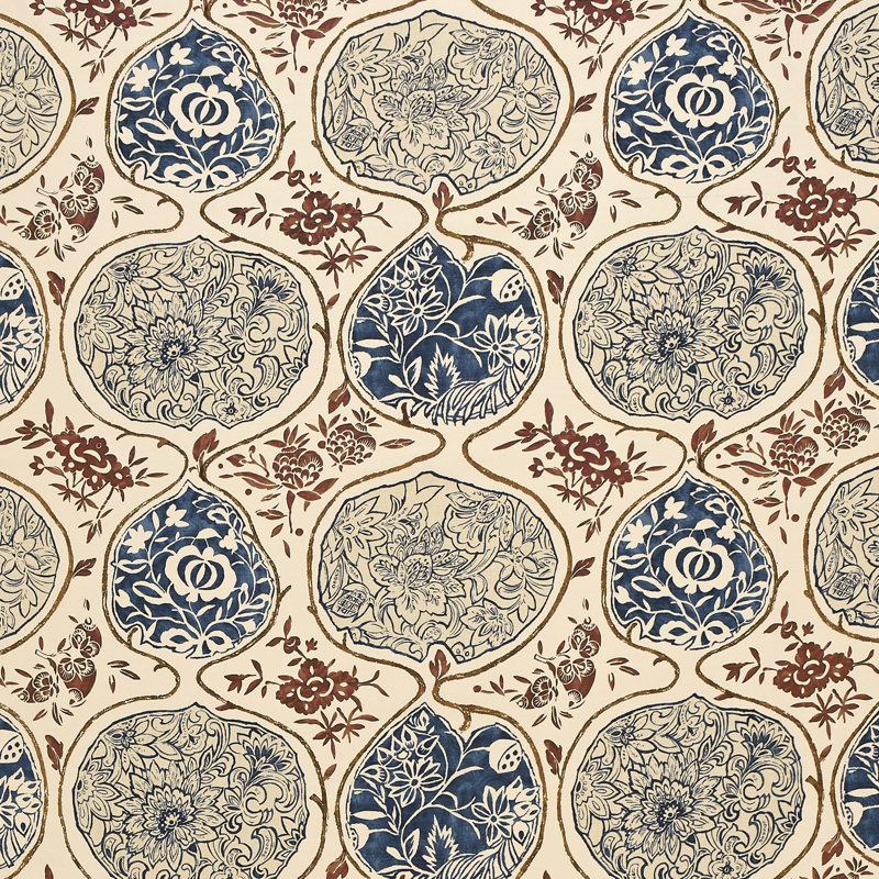 Tissu Katsugi, Indigo / rouge cinabre