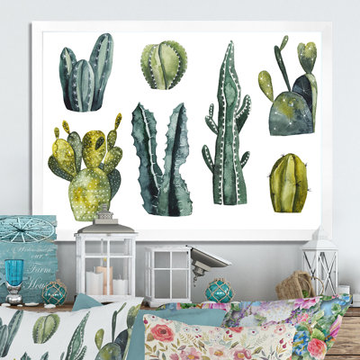 Cactus sur fond blanc, reproduction sur toile flottante