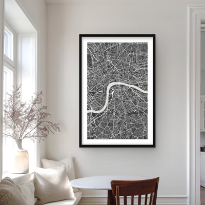 London City Plan - Places, vue par satellite, impression encadrée décor
