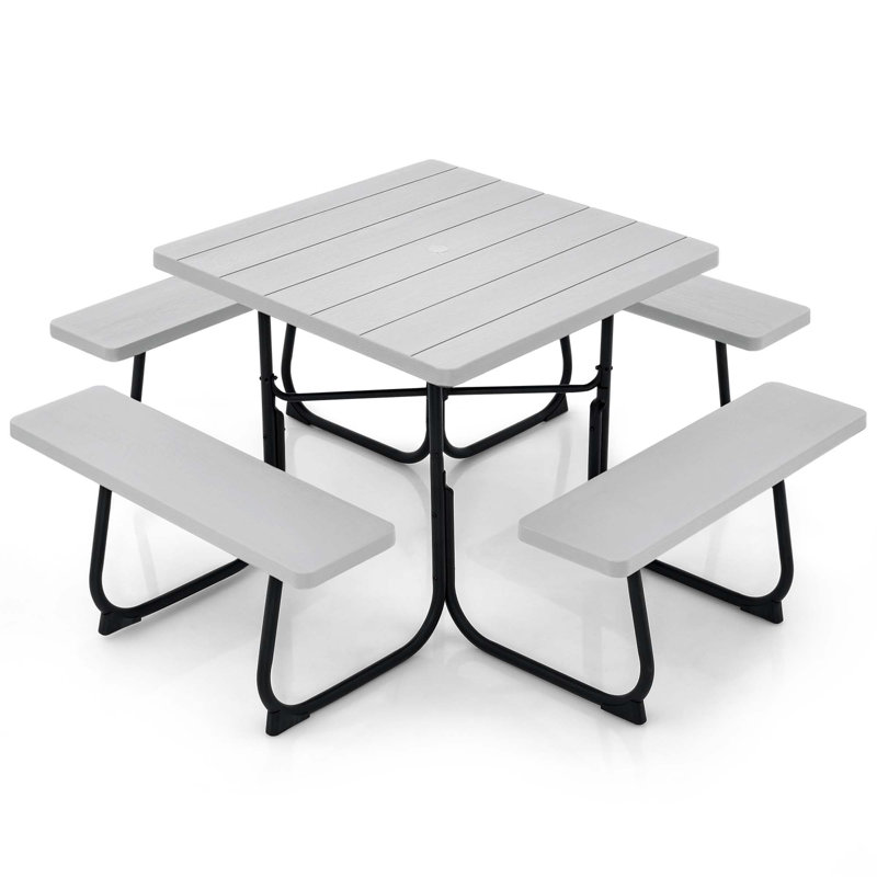 Biaca 8 - Person Patio Dining Set with Square Table, Gray