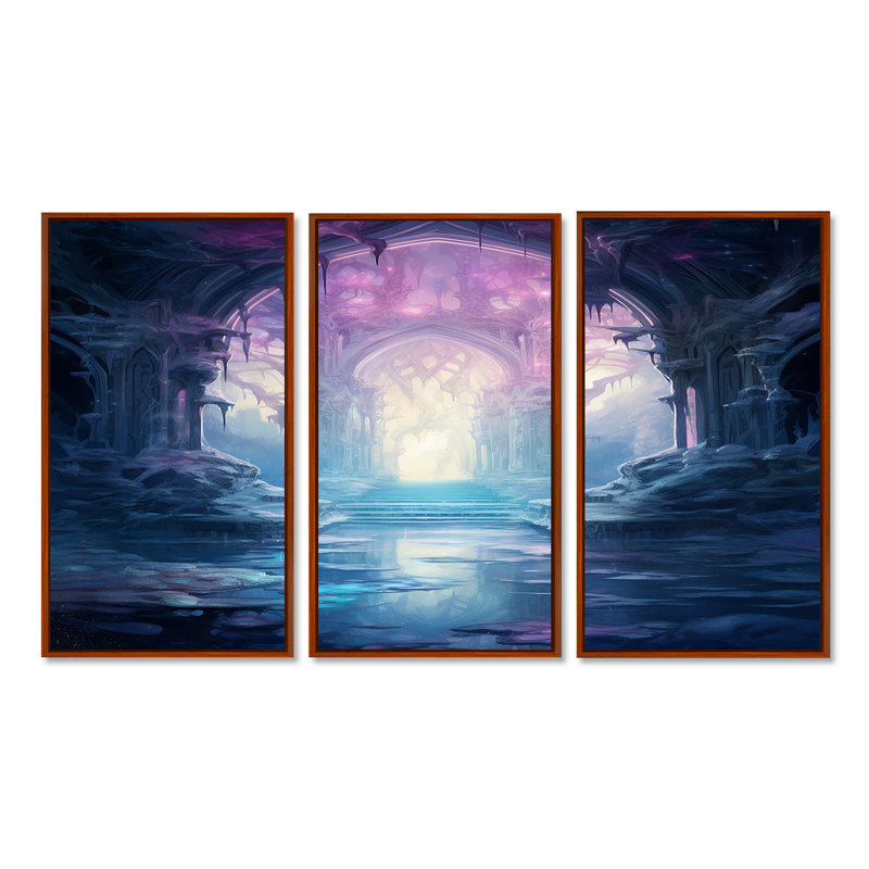 Sverre - ensemble d'art mural abstrait paysage, H 28 po x l 36 po x P 1 po, Cadre flottant brun