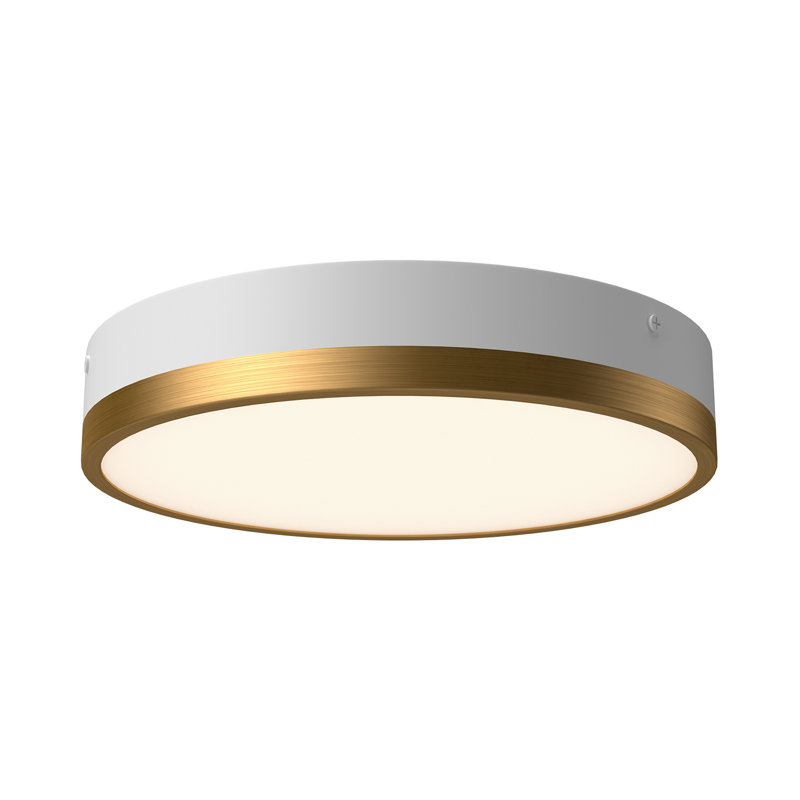 Plafonnier encastré 1 lumière Orland, Or vieilli / blanc, H 2 po x l 11,13 po x P 11,13 po