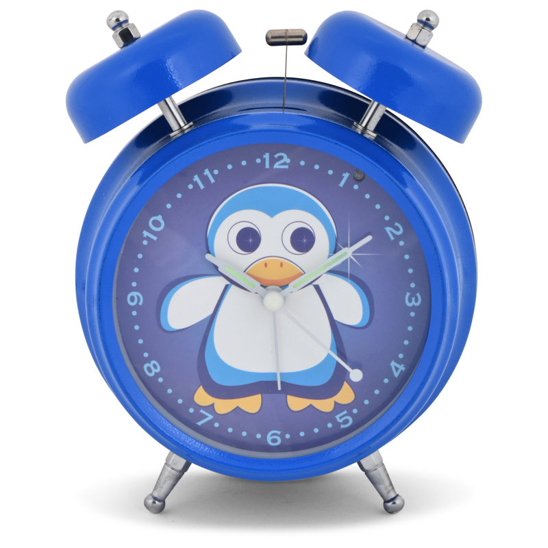 Analog Metal Quartz Movement / Crystal Tabletop Clock with Alarm in Blue