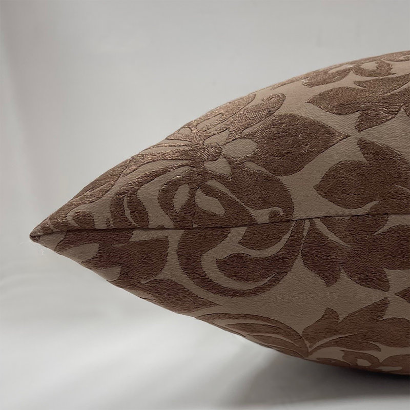 Sutton Damask Reversible Throw Pillow, Brown