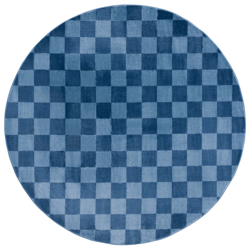 Lavone Performance Checkered Rug, Round 6'7"