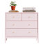 Commode 4 tiroirs rose, armoire de rangement en bois pour chambre d'enfant