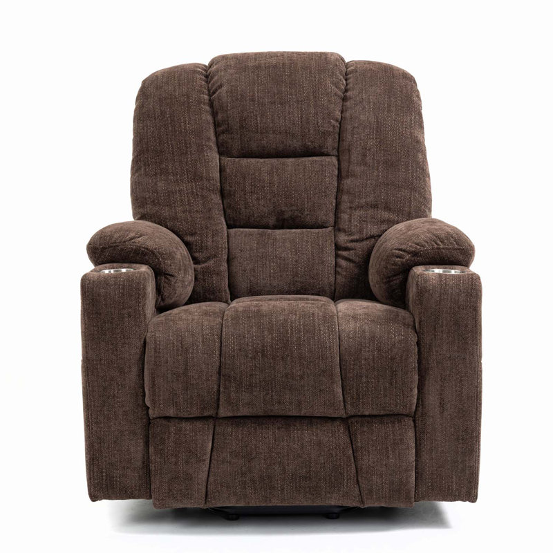 Tabresha Upholstered Heated Massage Chair, Brown Chenille