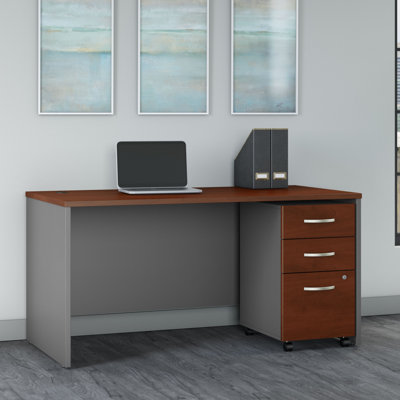 Series C Office Desk with 3 Drawer Mobile File Cabinet - Reversible