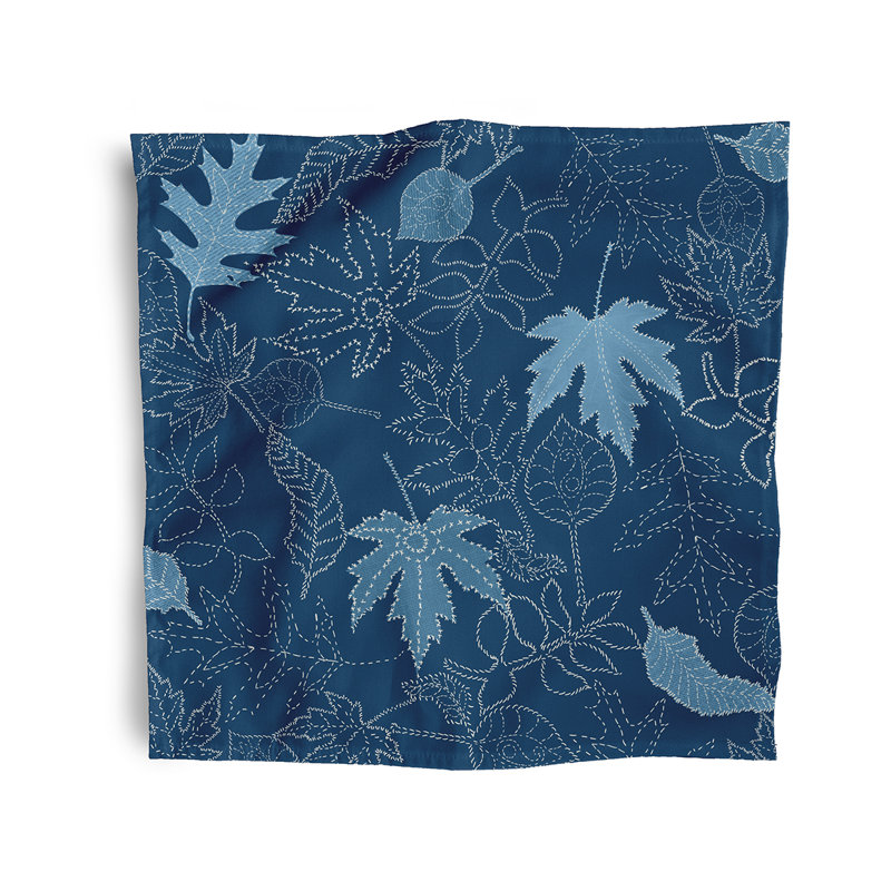 Clermeau Polyester Floral Square Napkin, Blue