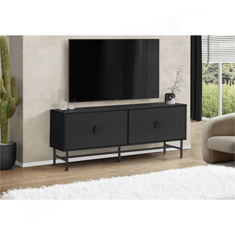 Meuble télé, meuble multimédia contemporain, meuble de rangement pour la maison, Noir