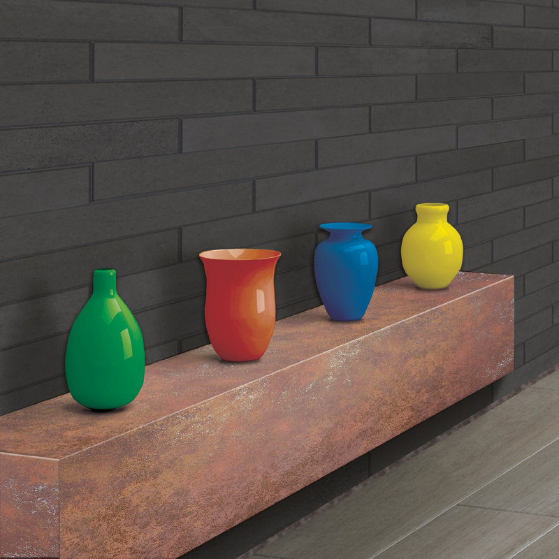 High Street 3'' W x 15'' L Porcelain Concrete Look Singular Tile, Charcoal