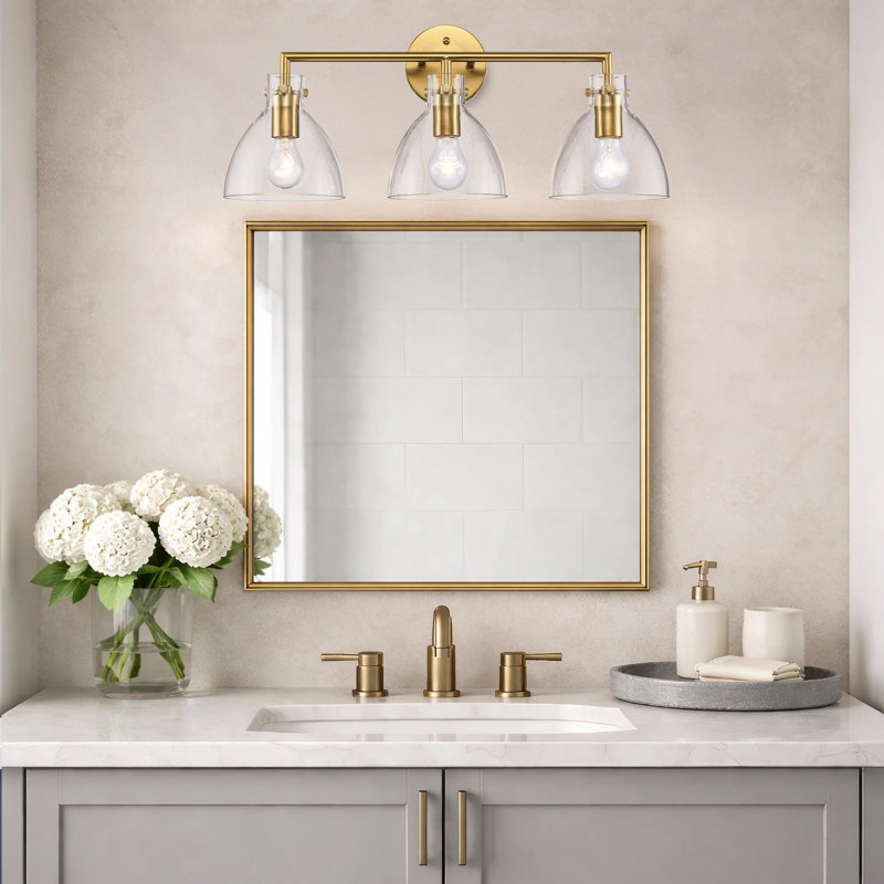 Martins 3 Light Dimmable Vanity Light, Antique Gold