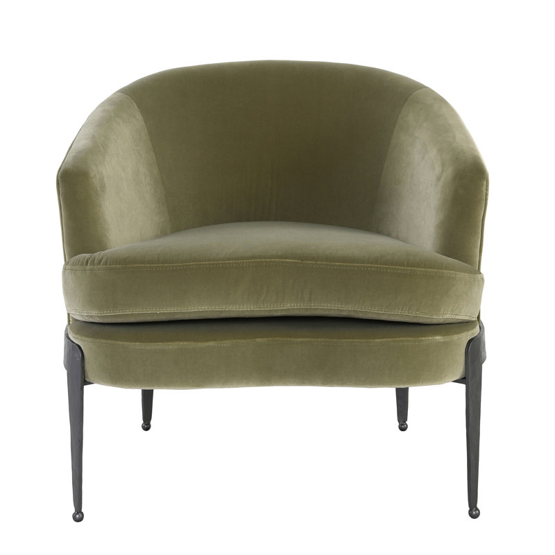 Ann Barrel Chair, Olive Green Velvet