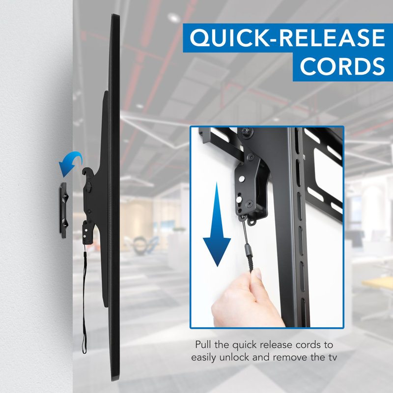 Black Steel Low Profile Vertical TV Wall Mount for 37" to 75" Screens