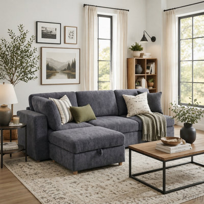 4-Seater Modular Sectional Sofa with Storage and Sleeper Function