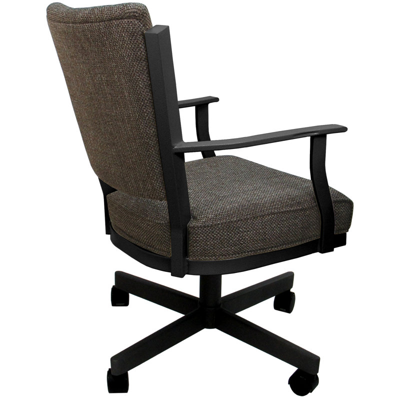 Damarkus Swivel Dining Caster Chair with Arms, Gray