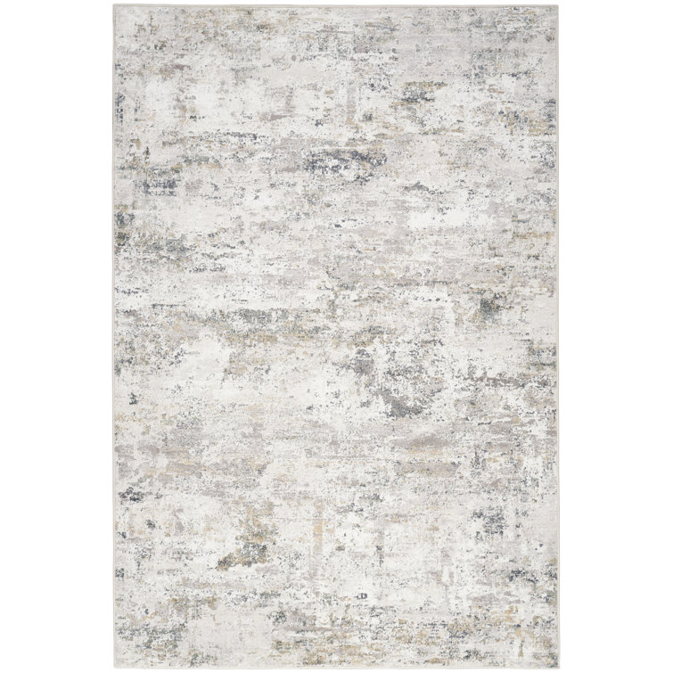 Distinctive Power Loom Synthetic Fibers Abstract Area Rug in Gray/Ivory