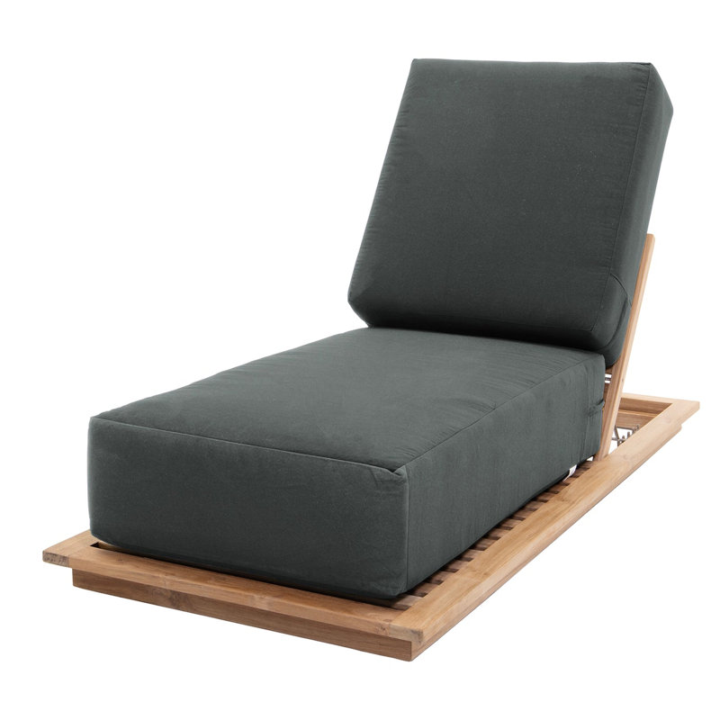 Hermosa Outdoor Teak Chaise Lounge, Coal