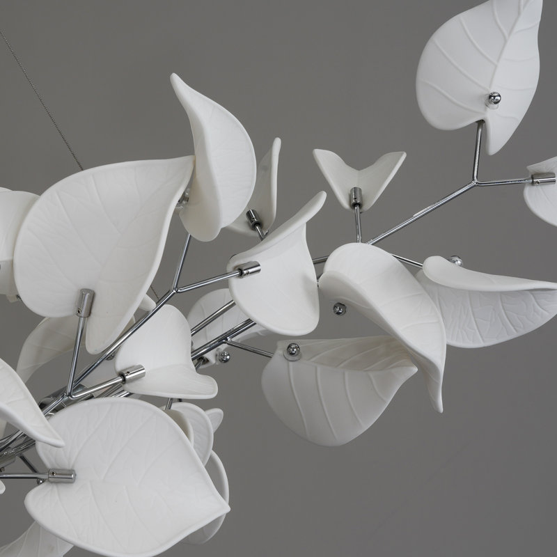 Luminaires suspendus en laiton à branches en céramique, H 13,78 po x l 31,5 po x P 31,5 po, Argent argent