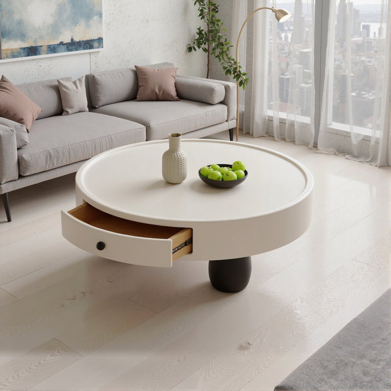 Table basse en bois avec tiroirs de rangement