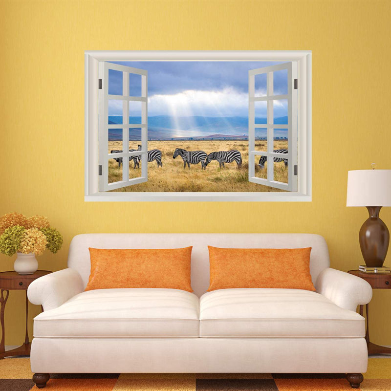 Adhésif décoratif zèbre-safari en 3d, H 22 po x l 33 po x P 0,6 po