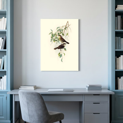 Ensemble de 1 tableau sur toile tendue représentant des oiseaux sur une branche