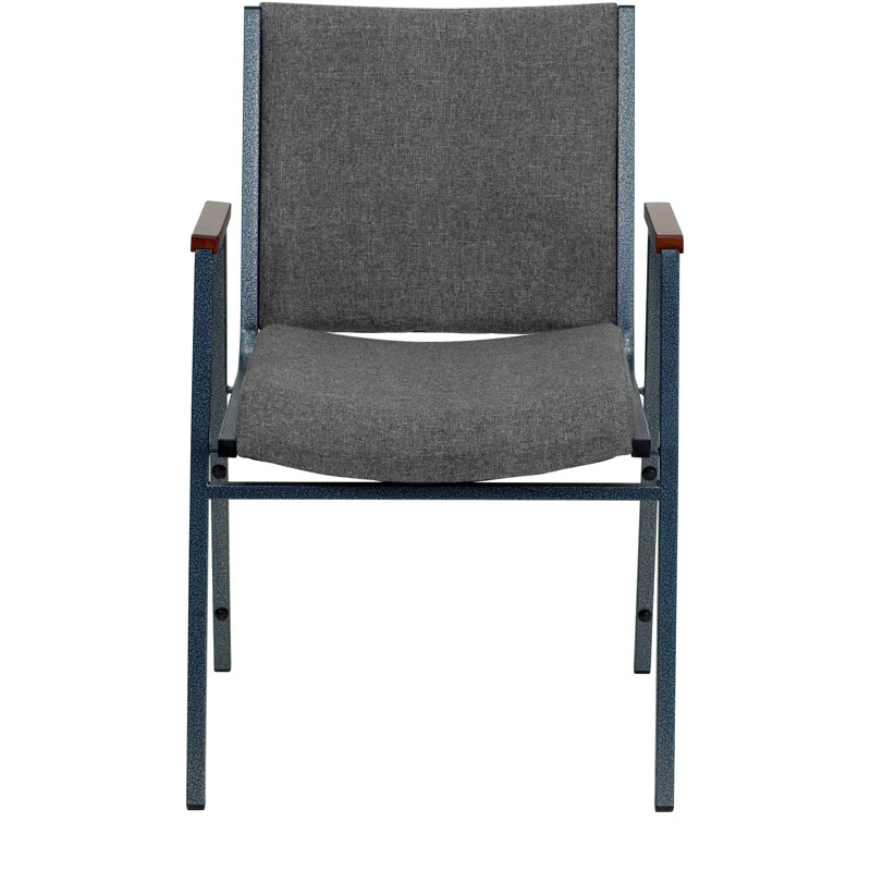 Hercules Series Heavy Duty Gray Fabric Stacking Chair with Arms
