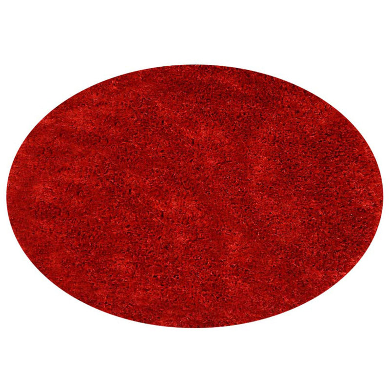 TAPIS DE SECURITÉ POLYESTER TENDU À LA MAIN DE PREVOR PREVOR: Rond | Rouge | Conception solide | Tapis de salon, chambre à coucher