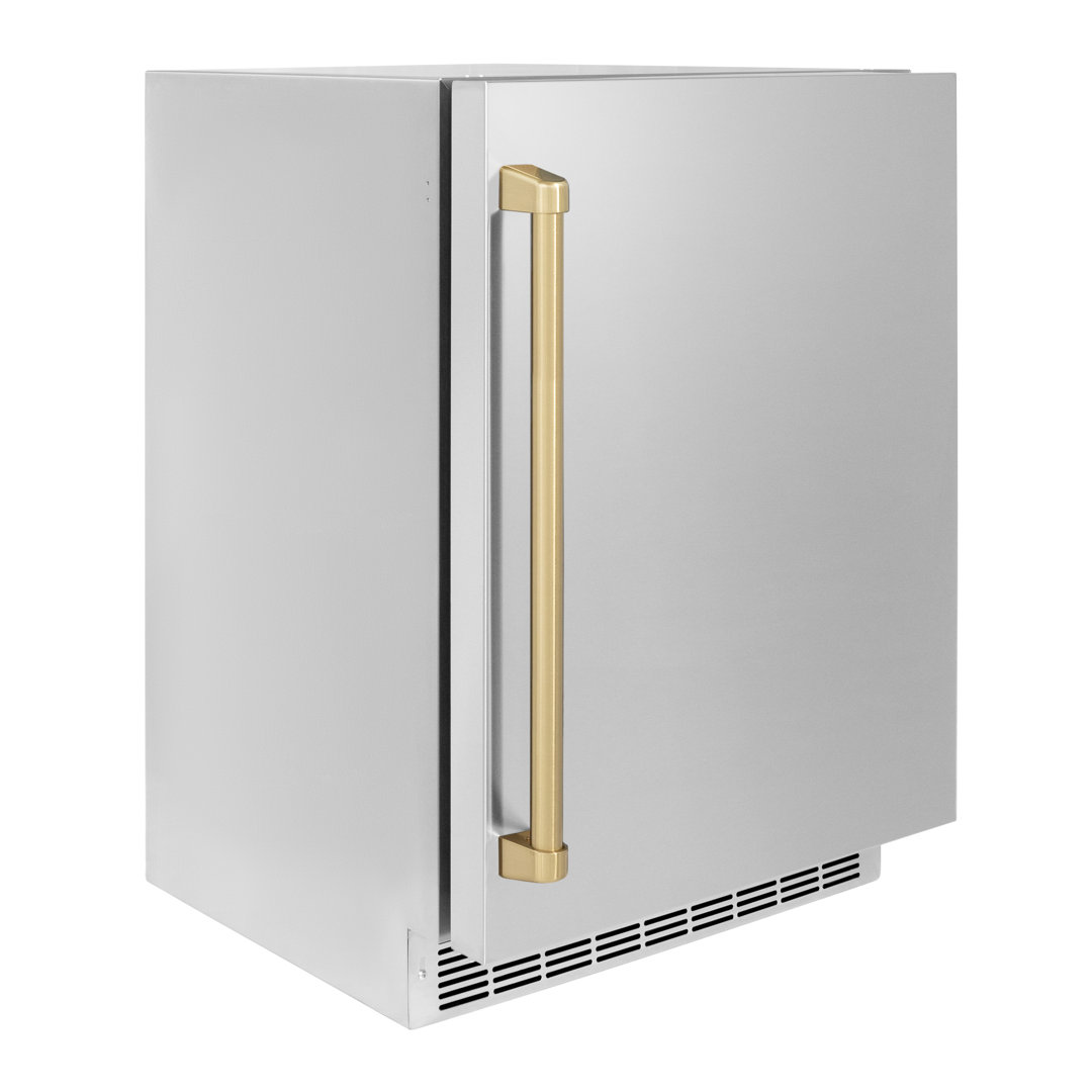 ZLINE Autograph Edition 24 in. Touchstone 151 Can Beverage Fridge with Solid Stainless Steel Door ZLINE