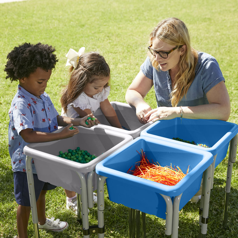 ECR4Kids Square Bin with Lid, Storage Containers, 2-Pack, French Blue