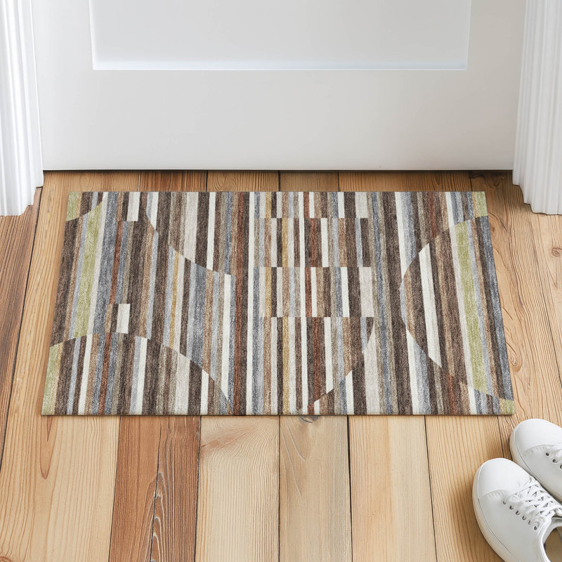 Machine Washable Indoor/Outdoor Chantille ACN2600 Stripes Rug, 1'8" x 2'6", Fudge