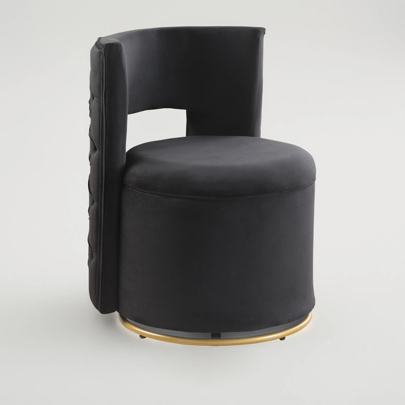 Swivel Barrel Chair With Storage, Black
