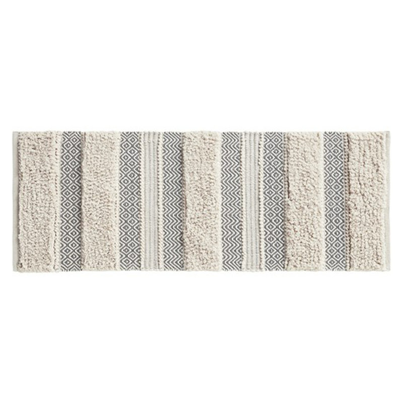 Tapis de bain tissé à rayures texturées, Gris